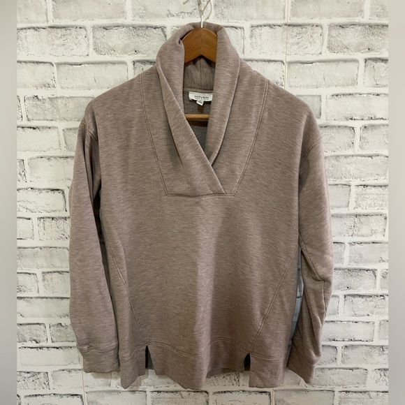 Women’s Haven Well Within tan pullover fleece shawl collar top soft oversized XS - Picture 2 of 5
